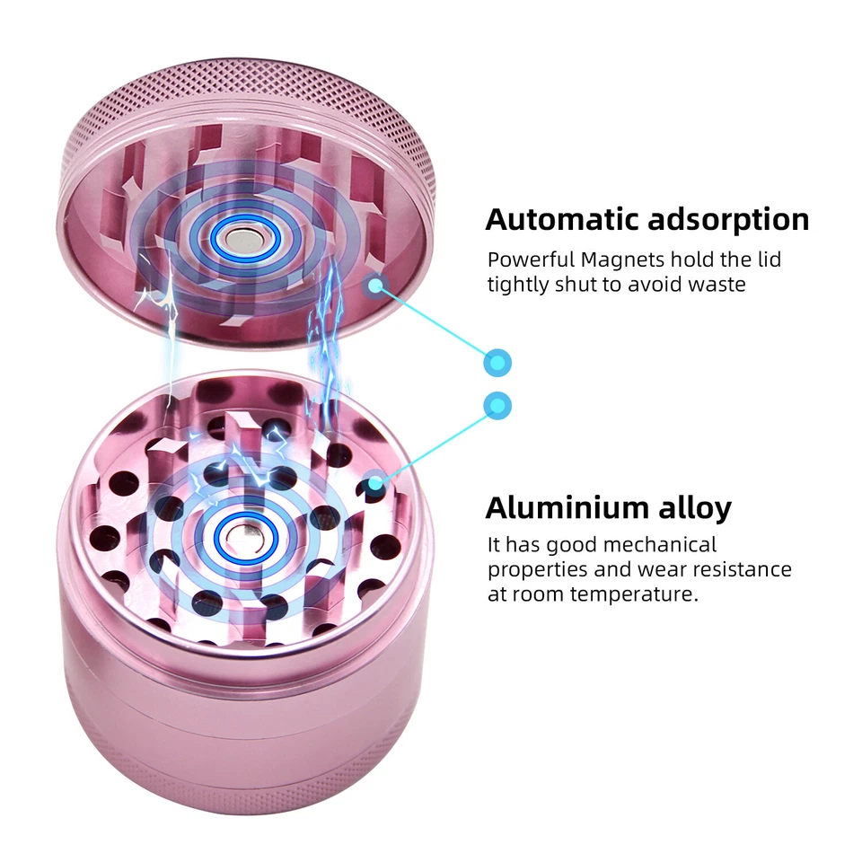 4 Piece Metal Alloy Tobacco Grinder Teeth Herb Spice Crusher Cutter Gift 1.96" - Image 3 of 4