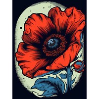 Mohnblume Old School Usa Tattoo Ungerahmter ExtragroßEr Druck