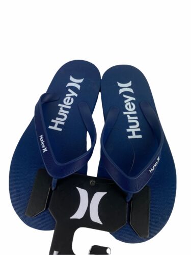 NUEVO Hurley One and Only Mens Flip Flop Sandalias Tanga Solid Dark Blue Navy White - Imagen 4 de 6