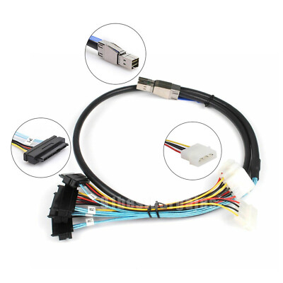 New external Mini SAS HD SFF-8644  to 4 x 29-Pin SAS SFF-8482 Power Cabl 1M @US