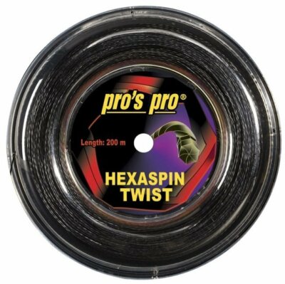 TOPSAITE: 200m Tennissaite (0,16 /lfd.m) Pros Pro Hexaspin TWIST 1,20mm SCHWARZ