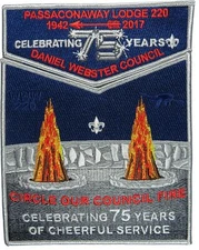 Passaconaway 220 Daniel Webster NH 2017 50th Anniv. 2pc Set Flap GRY Bdr (2D1037