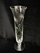 Bud Vase Footed Clear Etched Crystal 8" Tall