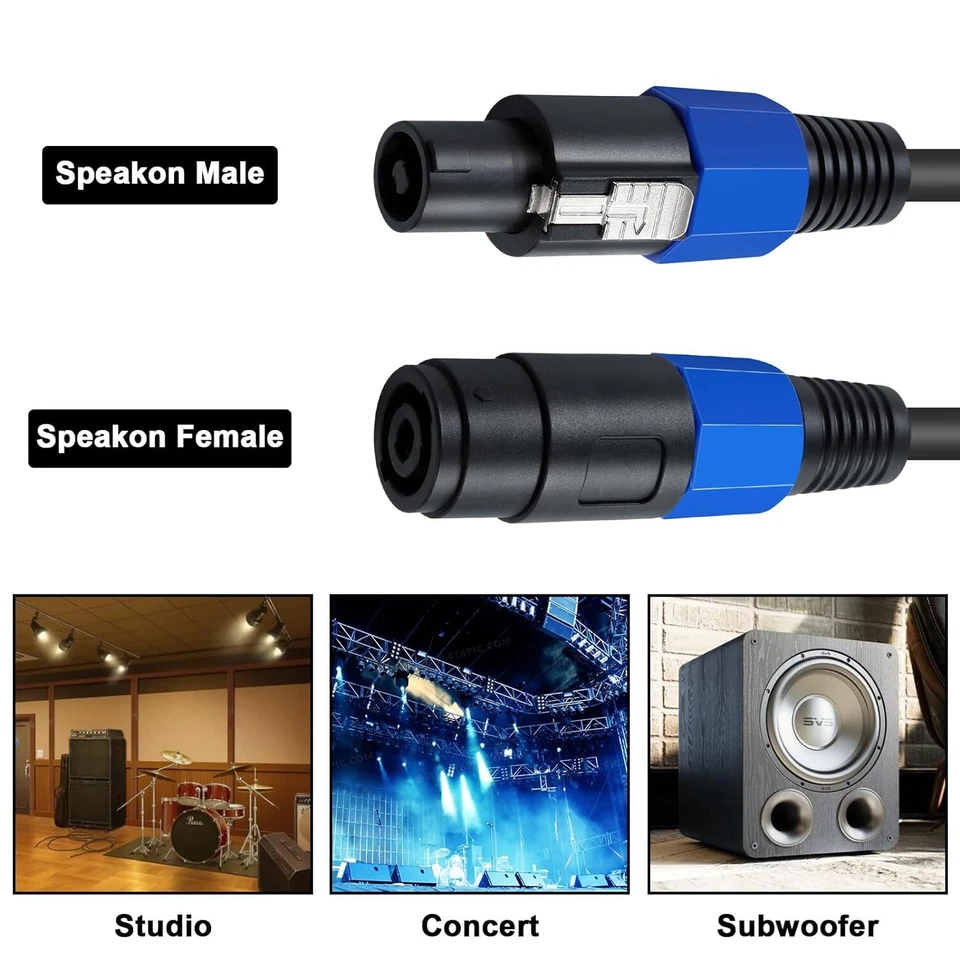 Cable de altavoz Speakon macho a hembra Speakon 18 AWG cable de audio DJ con bloqueo giratorio Foto 3 de 4