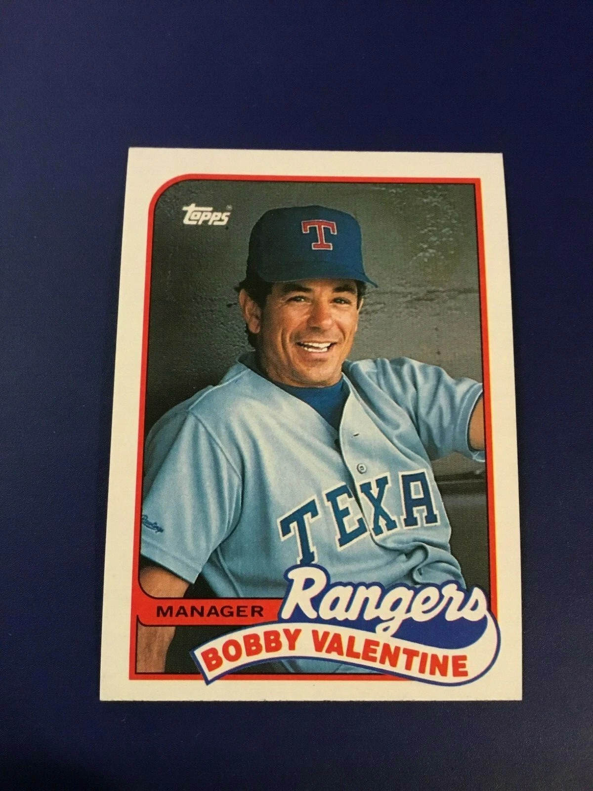 1989 Topps # 314 BOBBY VALENTINE Manager Texas Rangers Sharp LOOK !