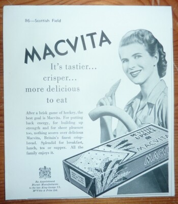 1953 VINTAGE ORIGINAL KLEINGEDRUCKTE ANZEIGE MACVITA BRITAIN'S FEINSTES KNÄCKEBROT