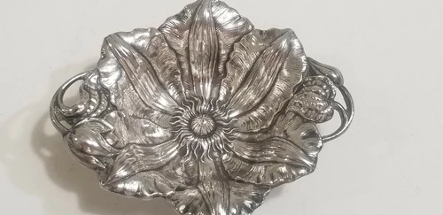 REED & BARTON STERLING SILVER ART NOUVEAU CLEMATIS FLOWER DISH  1903