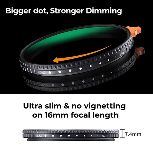 K&F Concept 105mm Variable ND Filter ND2-400 (1-9 Stops) Lens Filter for Camera - Picture 7 of 10