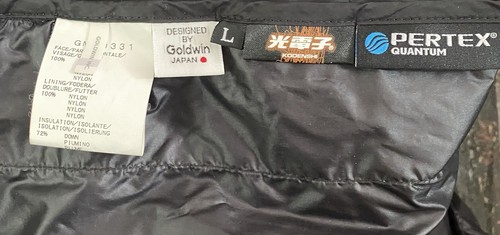 Goldwin Puffer Down Sweater,Jacket, Design In Japan, Pockets ,Black ,Mens - Picture 9 of 15