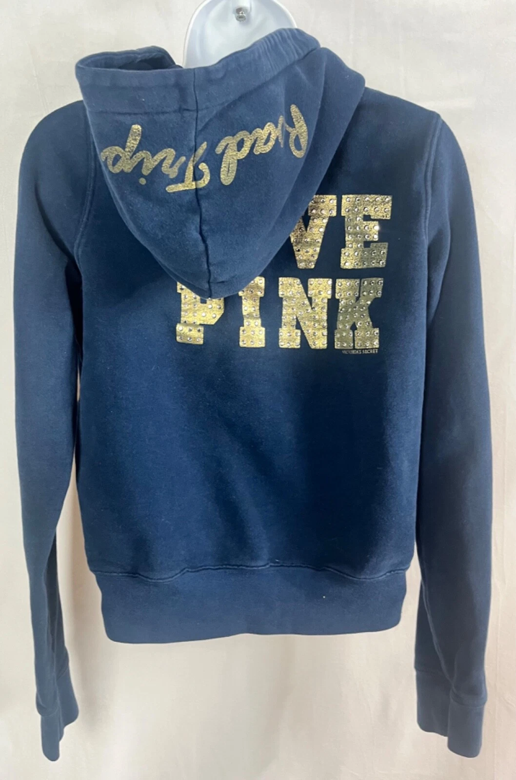 UNDERCOVER Felpa con cappuccio rosa Victoria Secret live donna cerniera intera road trip taglia M