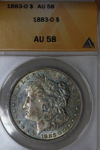 1883 O $1 AU 58, ANACS, Morgan Silver Dollar, Miss Liberty Head Dollar $1