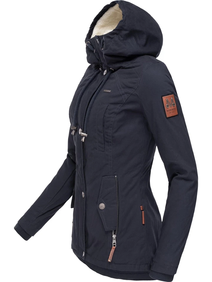 Marikoo Mujer Invierno Chaqueta Abrigo Corto Baumwollparka Capucha Outdoor Otoño - Imagen 3 de 4