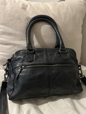Fat Face Black Leather Crossbody Bag