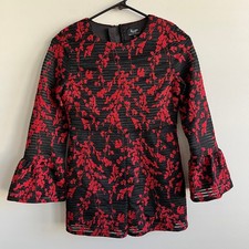 Bardot Jr. Bell Sleeve Embroidered Dressy Romper Black Red Floral 14