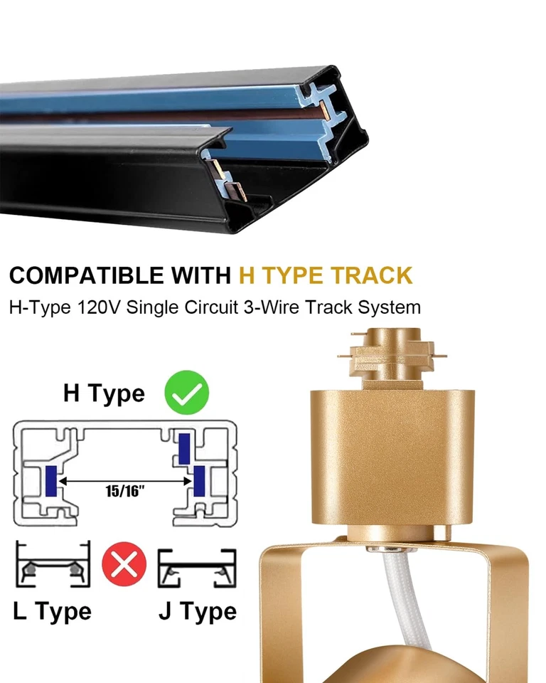 Cabezales de iluminación de pista dorada regulables de 10 W tipo H LED fijación de repuesto de luz de pista... Foto 2 de 4