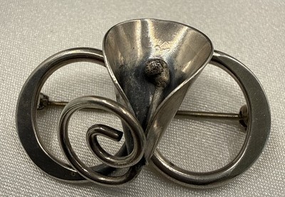 Joseph Masaniello JM Modernist Sterling Silver 925 Brooch Pin Calla Lily Nouveau