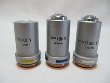 3x HUND Will Wetzlar Achromat Objektiv Satz Mikroskop RMS DIN 45mm Ölimmersion