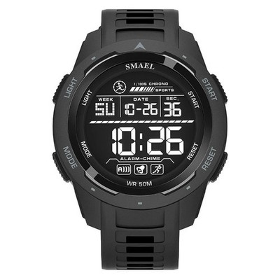 Smael Herren Digitaluhr Sport 50m Wasserdichte LED Stoppuhr Armbanduhr