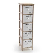 CASSETTIERA IN LEGNO DECORATA HOME COLORE BIANCO E NATURALE 26 X 32 X 98 CM