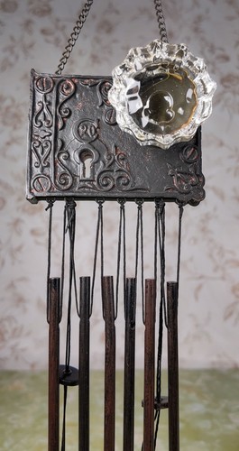Antique Door Hardware Wind Chime Glass Knob Lock Plate Skeleton Keys