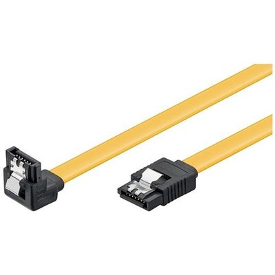 Wentronic S-ATA Kabel 600-070 90° down gewinkelt mit Clip 70cm HDD SSD gelb
