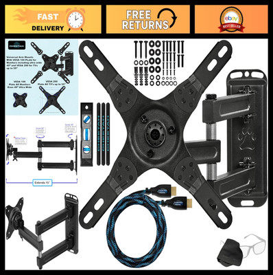 Full Motion TV Wall Mount for 12-55'' TVs, VESA 200x200mm, 40lbs, HDMI Cable Incl