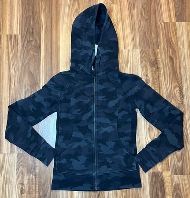 正規品 Used lululemon 迷彩柄 Scubaパーカー4 Lululemon Scuba Hoodie Womens 4 Black Camo Full Zip Sweatshirt