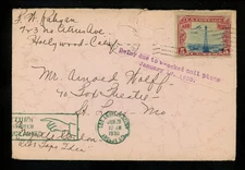 US Postal History Airmail Interrupted Crash Flight 1930 CA Cedar City UT CAM 4