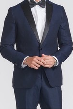 The Savile Row Company Peak Lapel Slim Fit Navy Textured Tuxedo Size 42 Short FS