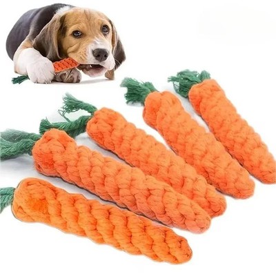 1pc Pet Knot Toy for Dog and Cat Carrot Shape Dog Chew Toys Cotton Rope Toys for