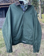 Vintage Polo Ralph Lauren Harrington Jacket 90s Sz XL Green w Corduroy Collar