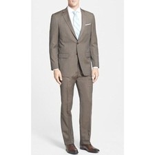 Hart Schaffner  Marx Beige Wool Los Angeles Men's Suit Size 38R 795 NEW Front