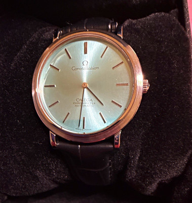 OMEGA Constellation Automatic Chronometer 34mm Silver Dial SS Black Leather