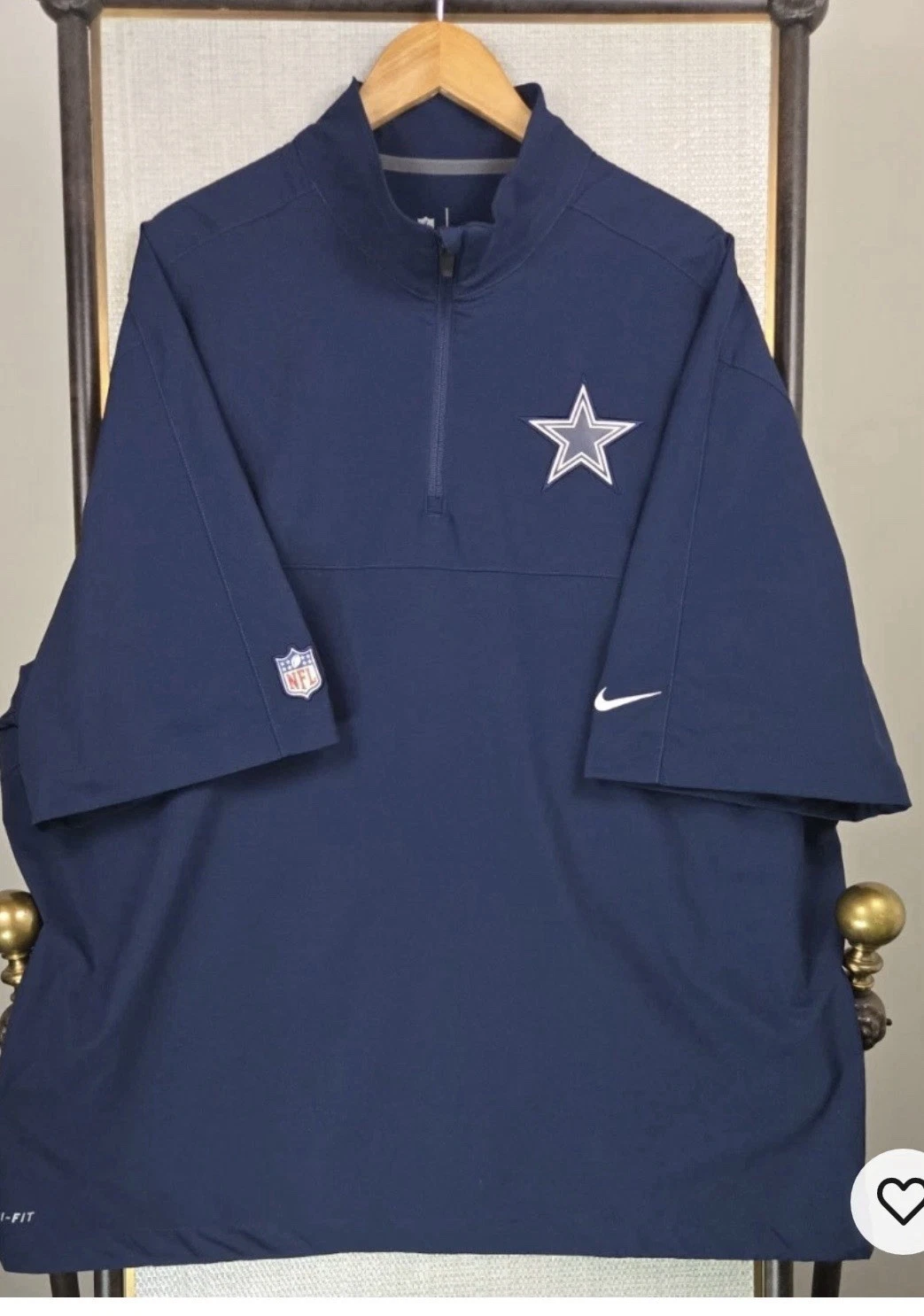 NEW NIKE ON-FIELD DALLAS COWBOYS DRI-Fit 1/4 Zip Pullover Jacket SZ XL