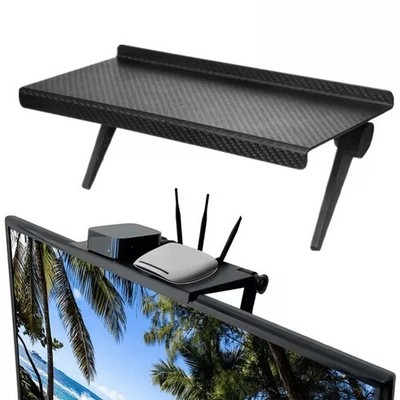 TV Computer Screen Set-Top Shelf, Desktop Storage Organizer, Adjustable Bracket