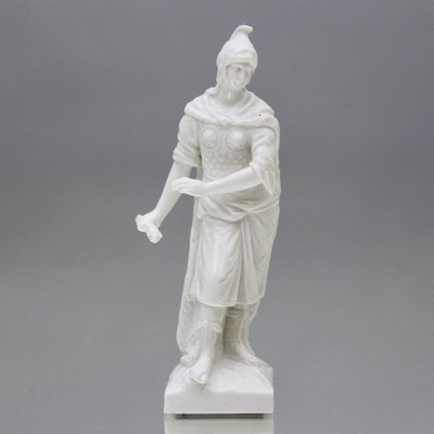 KPM um 1900: kleine Figur der Bellona, Statuette, Antike, weiss, Enyo