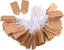 300 Pieces Kraft Price Tags with Elastic Hanging String Writable Blank Price Lab