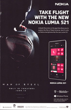 2013 Nokia Lumia 521/Man of Steel PRINT AD - Phone Superman Movie T-Mobile Art
