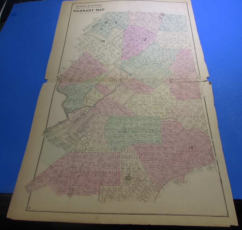 1873 - NORTHEASTERN PART OF  LUZERNE COUNT Y WARRANT MAP - A. POMEROY  VG