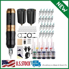 Wireless Tattoo Gun Tattoo Complete Kit Tattoo Pen, Batteries, Cartridge Needles