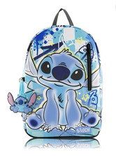 Disney Stitch Mini Backpack Blue Graphic Print Zip, Adjustable Straps