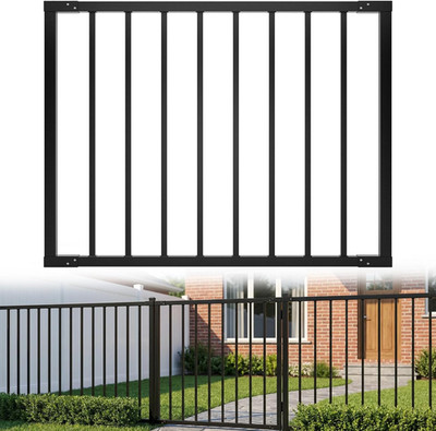 Deck Fence Gate Outdoor 32.5'' Hx48 W Heavy Duty Steel Anti-Rust Door with Custom