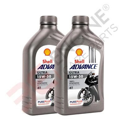 Shell Advance Ultra 4T 15W-50 Aceite De Moto Sintético 2 Litros (1L X 2) - Imagen 1 de 4