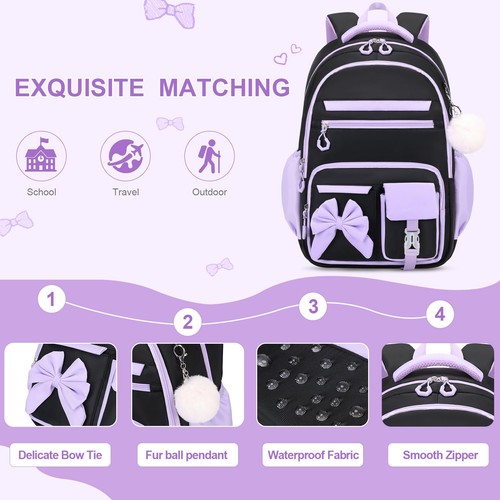 Mochila para Niñas, 3 PIEZAS Niñas Mochila para Escuela con Bolsa de Almuerzo Estuche para Lápices... - Imagen 5 de 7