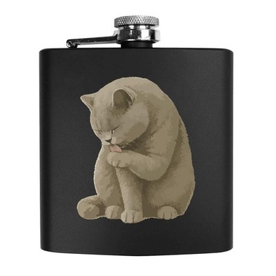 6 Unzen (170 ml) Taschen-Hüftflasche ''Britisch Kurzhaar Katze leckt Pfote'' (HP00040508)