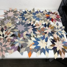 Vintage Quilt Pieces 8 Point Star Handmade 20...