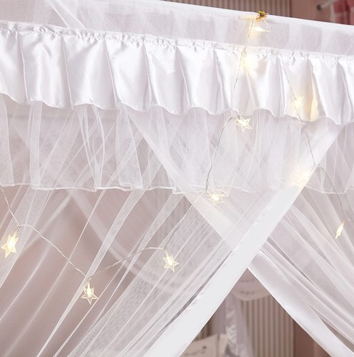 Princess 4 Corners Post Bed Curtain Canopy Mosquito Netting (White, Twin) - Picture 8 of 8