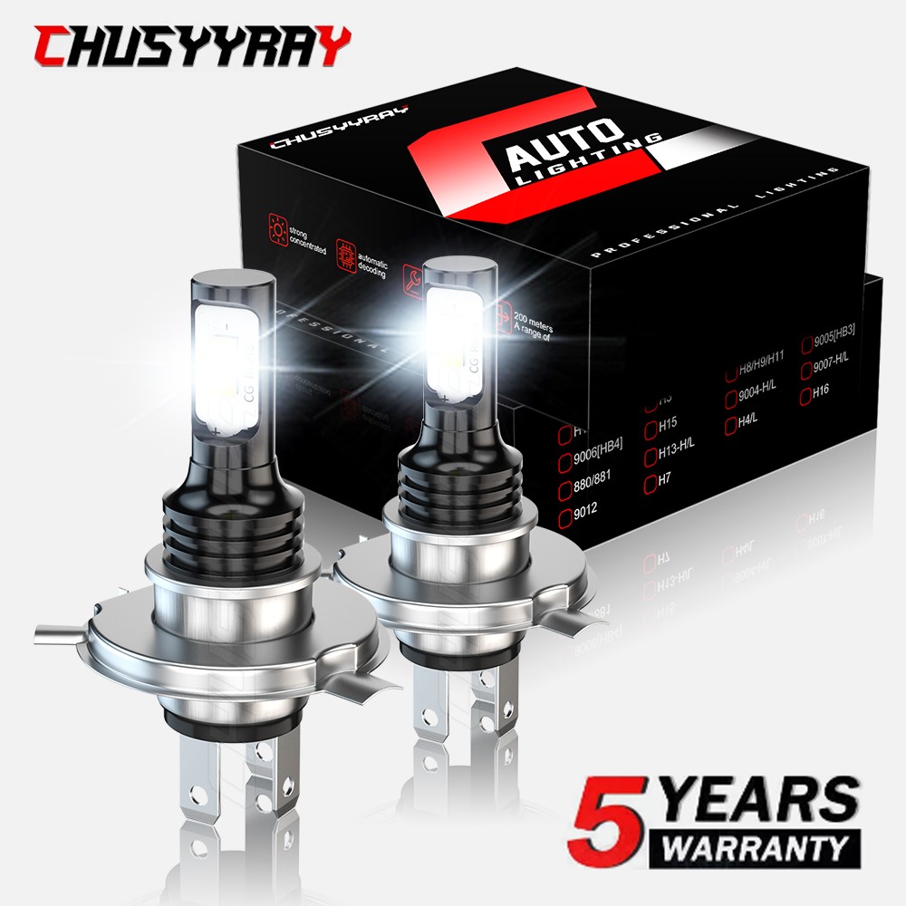 Pair Of H4 9003 LED Headlight Bulbs – 6000K White, Fits Polaris Trail Blazer 250 1990-2006 & Many ATVs