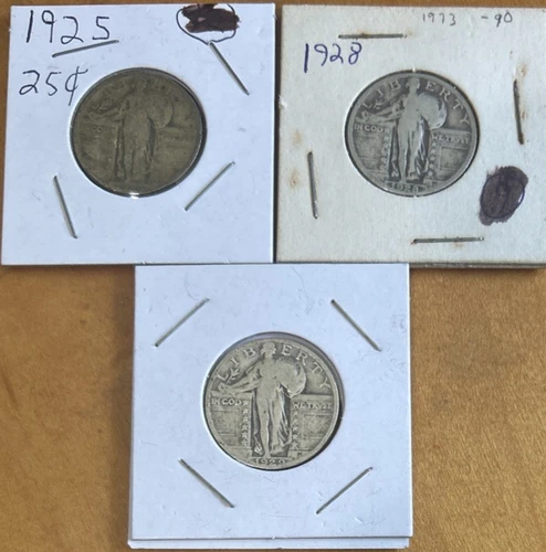 [Lot of 3] STANDING LIBERTY HALF QUARTERS .25  90% Silver $0.75 Face Value