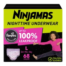 Pampers Ninjamas Nighttime Bedwetting Underwear Girl - Size 8 - 68ct